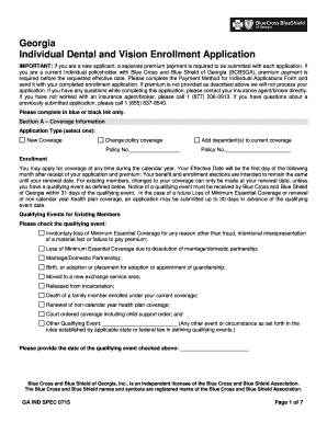 Georgia Individual Dental and Vision Enrollment Application