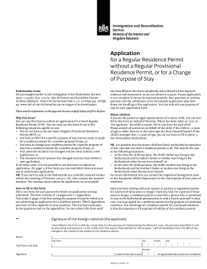 Dutch Regular Residence Permit Application