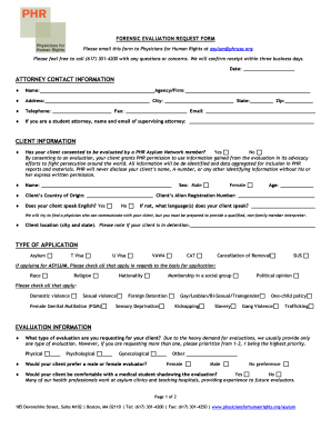 Forensic Evaluation Request Form