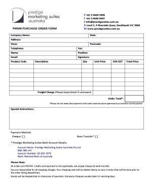 PMSM Purchase Order Form