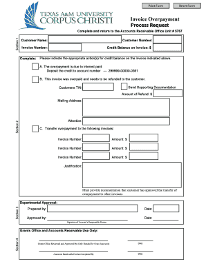 Invoice Overpayment Process Request