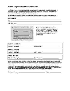 Direct Deposit Authorization Form