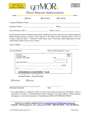 Direct Deposit Authorization Form