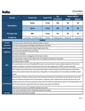 Fillable Online VA Loan Matrix Fax Email Print - pdfFiller