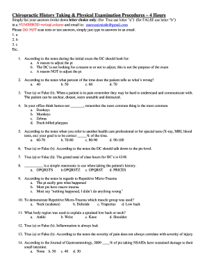 Chiropractic History Taking & Physical Examination Procedures