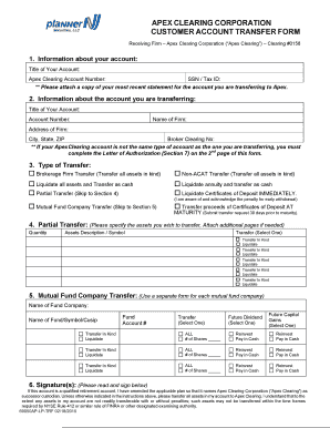 Apex Clearing Customer Account Transfer Form