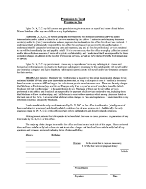 Chiropractic Treatment Consent and Payment Agreement