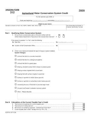 Arizona Agricultural Water Conservation System Credit Form