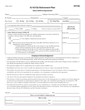 IU 457(b) Retirement Plan Salary Deferral Agreement