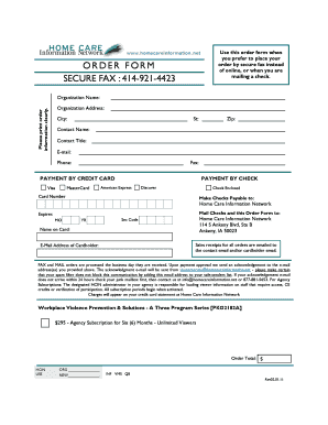 Home Care Information Network Order Form