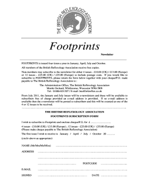 Footprints Subscription Form