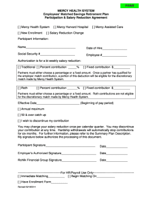 Mercy Health System Retirement Plan Agreement