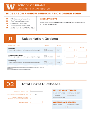 UW School of Drama Subscription Order Form