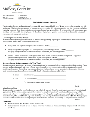 Mulberry Center Key Policies Consent Form
