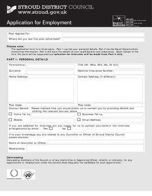Stroud District Council Job Application Form