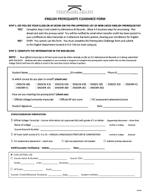 English Prerequisite Clearance Form