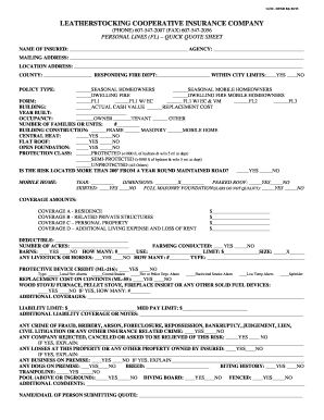 Leatherstocking Cooperative Insurance Quick Quote Sheet