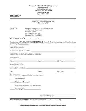 Request for IRS Form W-2