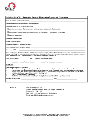 Substitute Form W-9 – Request for Taxpayer Identification Number and Certification