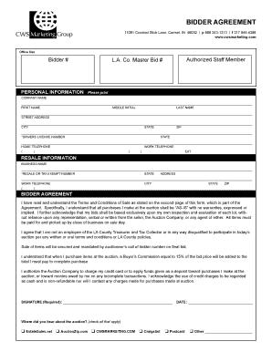 Bidder Agreement