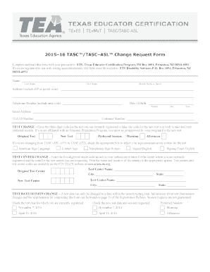 2015–16 TASC/TASC–ASL Change Request Form
