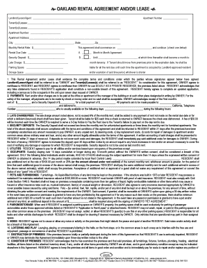 Oakland Rental Agreement and Lease