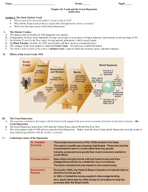 Great Depression Study Guide