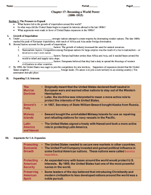 US History Worksheet