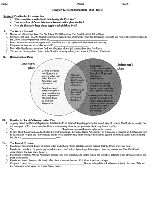 Reconstruction History Worksheet