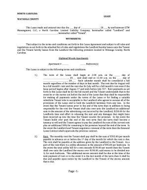 North Carolina Lease Agreement