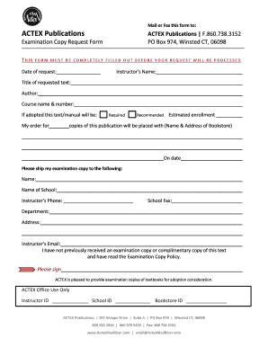 ACTEX Examination Copy Request Form
