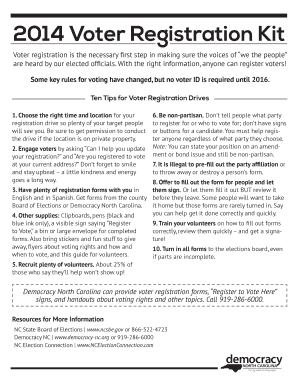 North Carolina Voter Registration Form