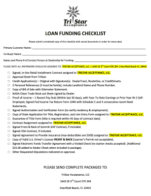Loan Funding Checklist