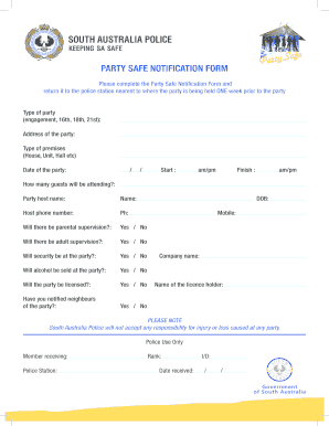 Party Safe Notification Form