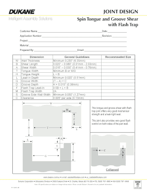 Tongue and Groove Joint Design Worksheet
