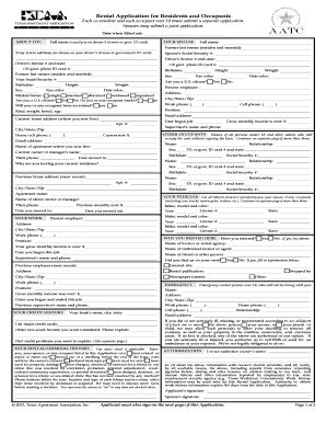Rental Application for Residents and Occupants