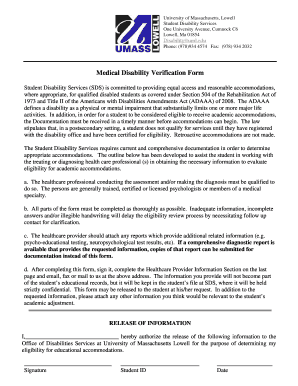 Medical Disability Verification Form