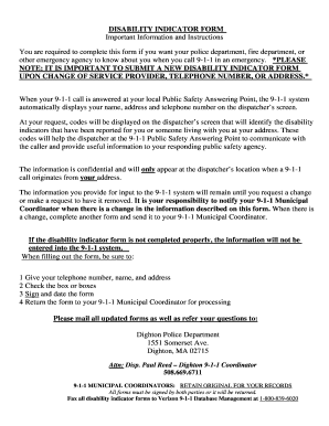Disability Indicator Form