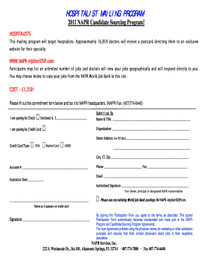 Hospitalist Mailing Program Commitment Form