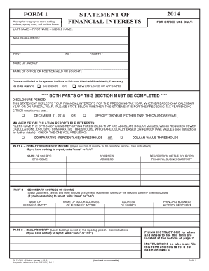 Florida Financial Interests Disclosure Form 1