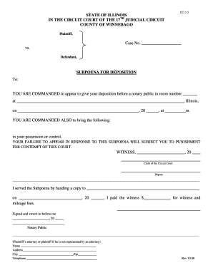 Illinois Subpoena for Deposition