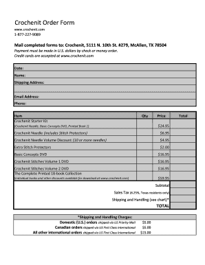 Crochenit Order Form