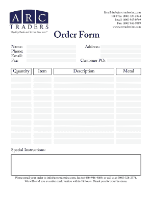 Arctic Traders Order Form