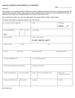 Annual Certificate of Physical Condition