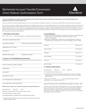 Retirement Account Transfer Conversion Form