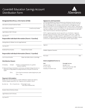 Coverdell Education Savings Account Distribution Form