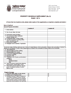 Property Schedule Supplement Form