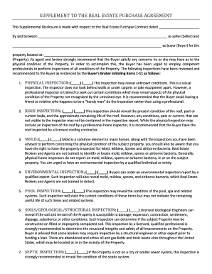 Supplemental Disclosure for Real Estate Purchase Agreement