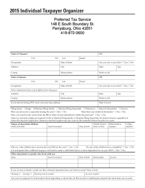 2015 Individual Taxpayer Organizer