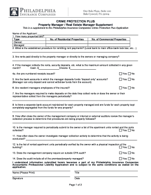 Crime Protection Plus Property Manager Supplement